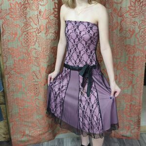 Pink and black lace Y2K punk pop prom dress